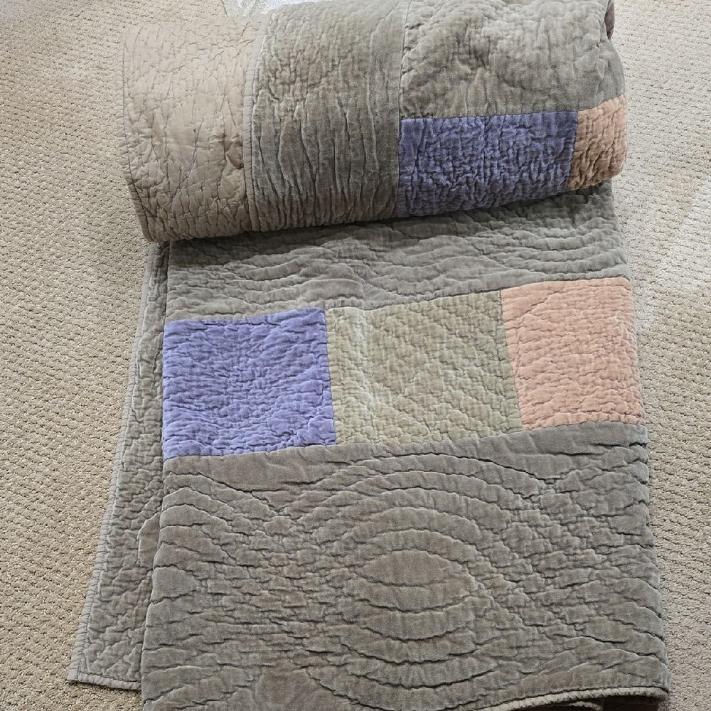 Pottery Barn Patchwork‎ Quilt in Gray, Lavender, and Beige